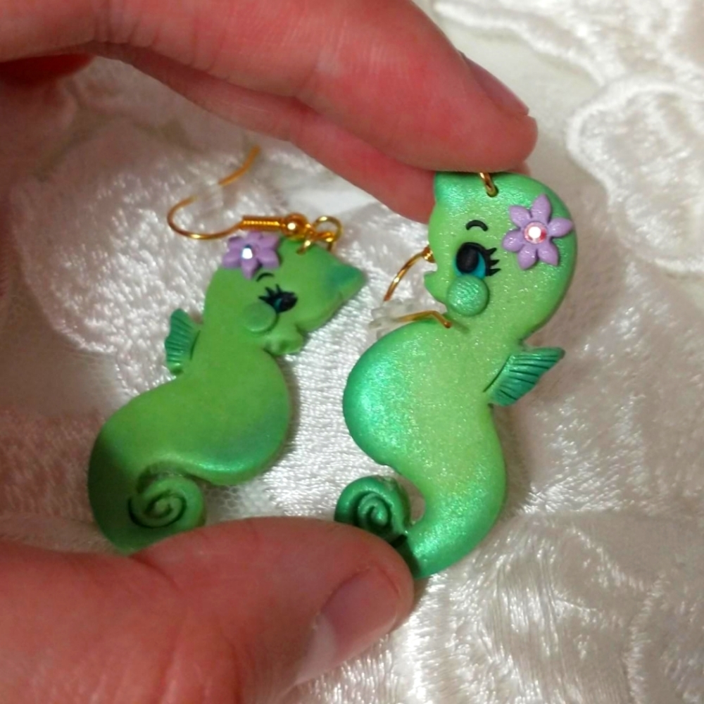 Kitschy Handmade Seahorse Earrings